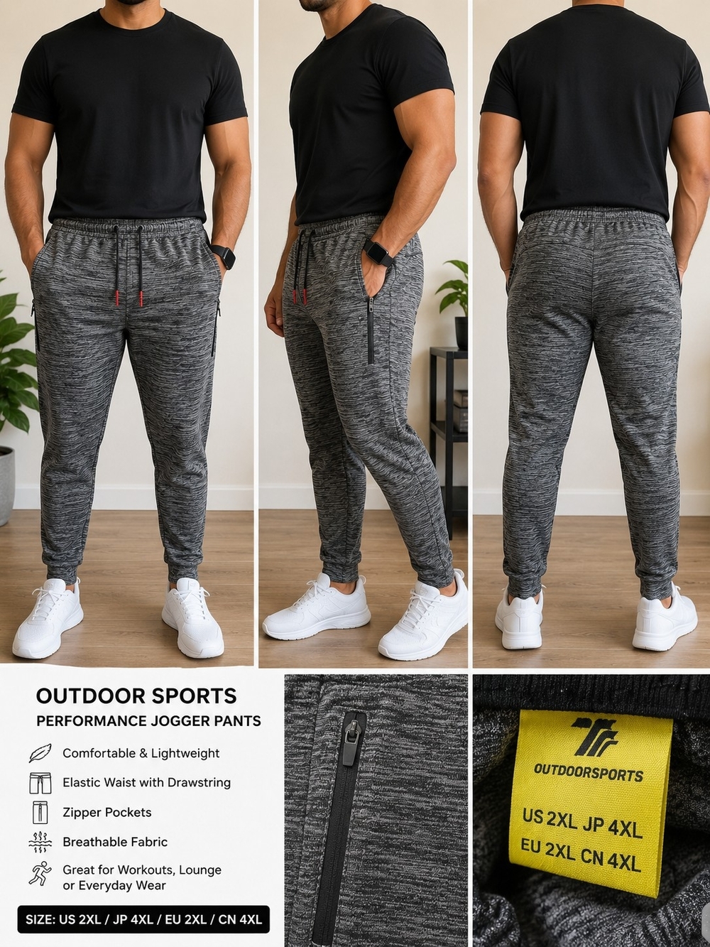 Outdoor Sports Men's Gray Performance Joggers